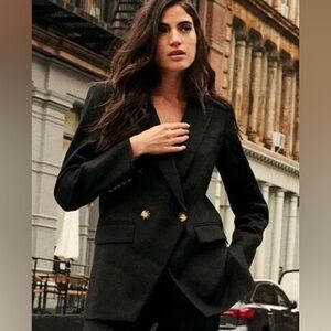 Veronica Beard Didion Black Stretch Linen Blazer NWT